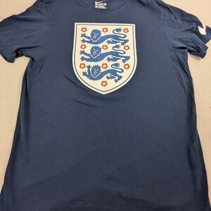 Nike Three Lions T-Shirt Navy Short Sleeve Crewneck Soccer Large